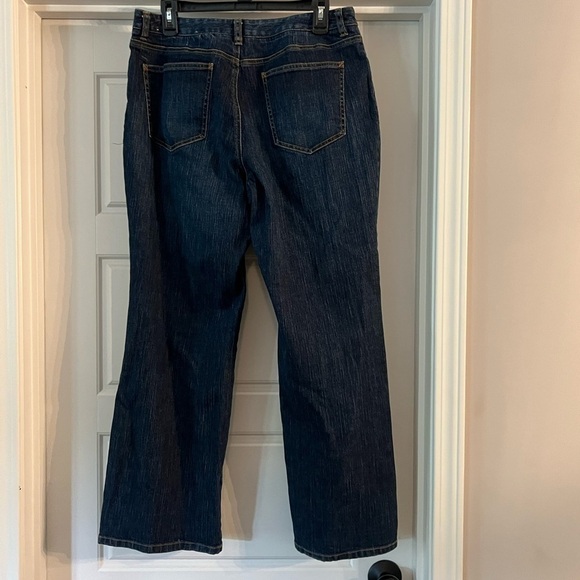 Talbots Dark Wash Denim Jeans Size 14 Petite With Stretch, Wide Leg Trousers - Picture 3 of 9